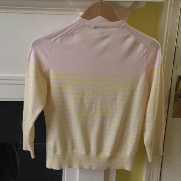J. Crew Jackie Cardigan Striped Anchor Buttons Pink Yellow - Sz Medium - Picture 3 of 14